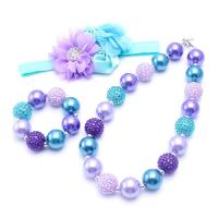 Acrylic Children Jewelry Sets, with Plastic Pearl & Zinc Alloy, handmade, Girl & fashion jewelry 95*70mm Approx 18.11 Inch 
