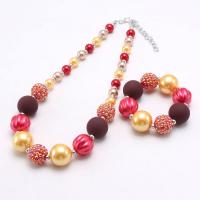 Acrylic Children Jewelry Sets, with Plastic Pearl & Zinc Alloy, with 2.36inch extender chain, handmade, Girl & fashion jewelry 20mm,10mm Approx 18.5 Inch 