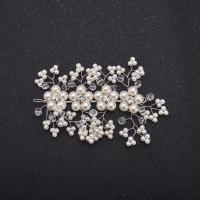 Braut Stirnschmuck, Zinklegierung, mit Kristall & Kunststoff Perlen, Modeschmuck & für Frau, weiß, 140x80mm, verkauft von PC