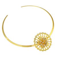 Collar Necklace, Brass, gold color plated, fashion jewelry & open & micro pave cubic zirconia, golden Inner Approx 137mm 