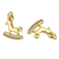 Cubic Zirconia Micro Pave Brass Pendant, rocking horse, gold color plated, fashion jewelry & DIY & micro pave cubic zirconia, 10*12*2mm Approx 2mm 