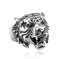 Titanium Steel Finger Ring, Tiger, polished, vintage & for man US Ring 