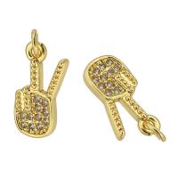 Cubic Zirconia Micro Pave Brass Pendant, gold color plated, fashion jewelry & DIY & micro pave cubic zirconia, 7*14*2mm Approx 2mm 