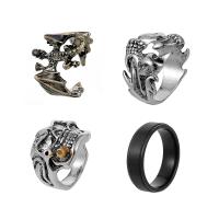 Zinc Alloy Ring Set, plated, 4 pieces & for man, 20-25mm 