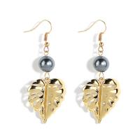South Sea Shell Drop Earrings, Zinc Alloy, with Shell Pearl, gold color plated, fashion jewelry & for woman, golden 
