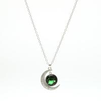 Luminated Necklace, Zinc Alloy, with 5cm extender chain, 12 Signs of the Zodiac, plated, fashion jewelry silver color cm 