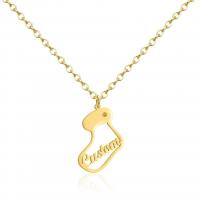 304 Stainless Steel Necklace, with 1.97inch extender chain, Christmas Sock, 18K gold plated, Each custom text must be less than 10 letters & Christmas Design & fashion jewelry & Unisex & with rhinestone Approx 17.72 Inch 