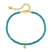 Bracelets en Turquoise et alliage zinc, avec alliage de zinc, avec 6cm chaînes de rallonge, Rond, Placage de couleur d'or, pour femme .5 cm, Vendu par PC