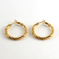 Stainless Steel Hoop Earring, 304 Stainless Steel, Round, Vacuum Ion Plating, for woman, golden, 30mm 