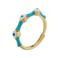 Evil Eye Jewelry Finger Ring, Brass, plated, enamel 23mm, Inner Approx 17mm 
