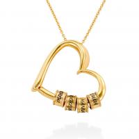 304 Stainless Steel Necklace, with 1.97inch extender chain, Heart, 18K gold plated, Each custom text must be less than 10 letters & Mother Day Jewelry & for woman Approx 17.72 Inch 