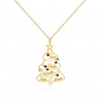 304 Stainless Steel Necklace, with 1.97inch extender chain, Christmas Tree, 18K gold plated, Each custom text must be less than 10 letters & Christmas Design & fashion jewelry & Unisex & with rhinestone Approx 17.72 Inch 