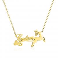 304 Stainless Steel Necklace, with 1.97inch extender chain, Christmas Reindeer, 18K gold plated, Each custom text must be less than 10 letters & Christmas Design & fashion jewelry & Unisex Approx 17.72 Inch 