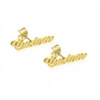 304 Stainless Steel Stud Earring, 18K gold plated, Each custom text must be less than 10 letters & fashion jewelry & for woman 7.5mm 