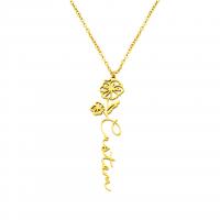304 Stainless Steel Necklace, with 1.97inch extender chain, 18K gold plated, Each custom text must be less than 10 letters & fashion jewelry & Unisex Approx 17.72 Inch 