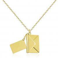 304 Stainless Steel Necklace, with 1.97inch extender chain, Envelope, 18K gold plated, Each custom text must be less than 10 letters & fashion jewelry & Unisex Approx 18 Inch 
