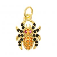 Cubic Zirconia Micro Pave Brass Pendant, real gold plated, DIY & micro pave cubic zirconia, 14.5-21mm 