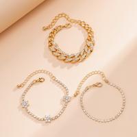 Zinc Alloy Bracelet Set, with 1.9inch extender chain, plated, three pieces & fashion jewelry & for woman & with rhinestone Approx 5.5 Inch 