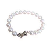 Cultured Freshwater Pearl Brass Bracelet, with Brass, handmade, fashion jewelry & for woman, white Approx 7.5 Inch [