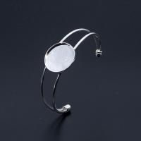 Brass Bracelet Base, Round, silver color plated, Adjustable & DIY, 25mm, Inner Approx 60mm 