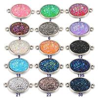 Resin Jewelry Connector, Zinc Alloy, with Resin, Oval, silver color plated, DIY & 1/1 loop 