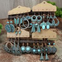 Fashion Zinc Alloy Jewelry Sets, with turquoise, plated, 6 pieces & fashion jewelry & for woman 