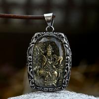 Stainless Steel Pendants, 304 Stainless Steel, with Glass, polished, vintage & DIY & Buddhist jewelry 
