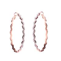Forage d'alliage de zinc boucles d'oreilles, Plaqué de couleur d'or rose, bijoux de mode & pour femme & avec strass Vendu par paire