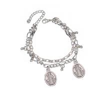 Fashion Zinc Alloy Bracelets, with 1.38inch extender chain, silver color plated, Double Layer & fashion jewelry & Unisex Approx 6.3 Inch 