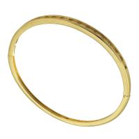 Brass Bangle, gold color plated, fashion jewelry & micro pave cubic zirconia & for woman, 57*51mm,4mm 