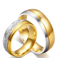 Couple Finger Rings, Titanium Steel, 18K gold plated, Unisex  6mm 