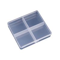 Plastic Bead Container, Polypropylene(PP), 4 cells & transparent [
