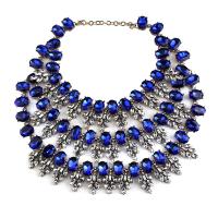 Fashion Statement Necklace, Zinc Alloy, with 8cm extender chain, plated, multilayer & with rhinestone 110mm cm 