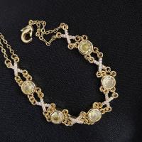 Rhinestone Brass Bracelets, with 2inch extender chain, plated, for woman & with rhinestone Approx 6.3 Inch 