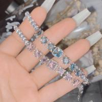 Rhinestone Brass Bracelets, with Crystal, platinum plated, for woman & with rhinestone Approx 6.3 Inch 