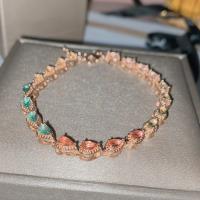 Strass bracelets de cuivre, laiton, avec 2inch chaînes de rallonge, Placage, pour femme & avec strass, plus de couleurs à choisir Environ 6.3 pouce, Vendu par PC