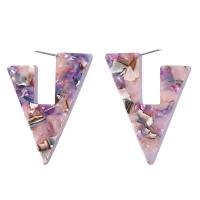 Acrylic Stud Earring, Triangle, fashion jewelry & for woman, purple 