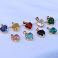 Cubic Zirconia Brass Pendants, Heart, KC gold color plated, DIY & micro pave cubic zirconia 