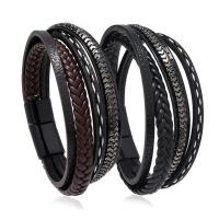 PU Leather Cord Bracelets, with Zinc Alloy, handmade, fashion jewelry & multilayer & Unisex cm [