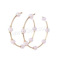 Plastic Pearl Zinc Alloy Earring, with Plastic Pearl, gold color plated, fashion jewelry & for woman, 63mm 