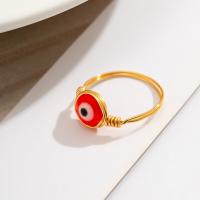 Evil Eye Jewelry Finger Ring, Brass, with Acrylic, gold color plated, fashion jewelry & for woman 18mm 