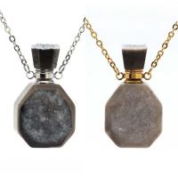Ice Quartz Agate Perfume Bottle Necklace, with 2inch extender chain, fashion jewelry & Unisex Approx 20 Inch 