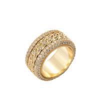 Cubic Zirconia Micro Pave Brass Finger Ring, plated, rotatable & Unisex & micro pave cubic zirconia US Ring 