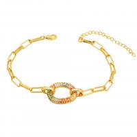 Cubic Zirconia Micro Pave Brass Bracelet, plated, fashion jewelry & micro pave cubic zirconia & for woman Approx 7.48 Inch 
