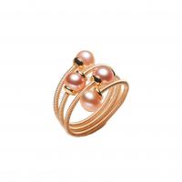 Cultured Freshwater Pearl Finger Ring, with Copper Alloy, gold color plated, Natural & Adjustable & fashion jewelry & for woman 4-5mm 