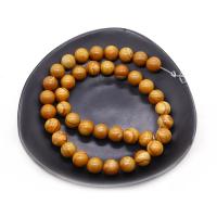 Perles de bois en pierre , pierre de grain, Rond, DIY & normes différentes pour le choix, Jaune Environ 38 cm, Vendu par brin