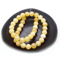 Gelbe Jade Perle, Blassbraune Jade, rund, DIY & verschiedene Größen vorhanden, gelb, Länge:ca. 38 cm, verkauft von Strang