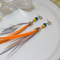 Fashion Feather Earring , Brass, fashion jewelry & for woman, 40*132mm 