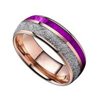 Rhinestone Stainless Steel Finger Ring, 304 Stainless Steel, polished, Unisex & with rhinestone, purple, 8mm 