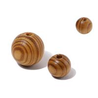 Painted Wood Beads, Pine, Round, DIY coffee color 